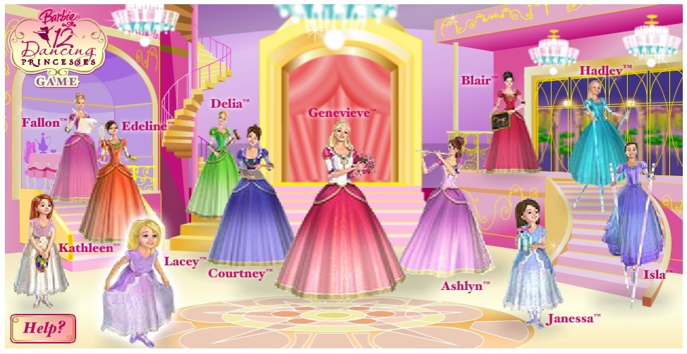 barbie twelve dancing princesses names