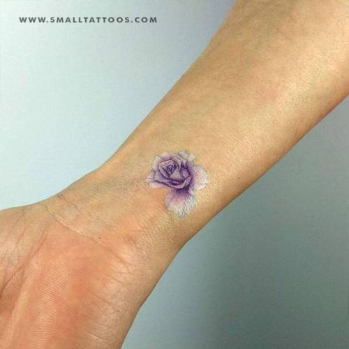 Purple rose head temporary tattoo designed by tattoo artist Mini... flower;minilau;blue rose;rose;nature;temporary