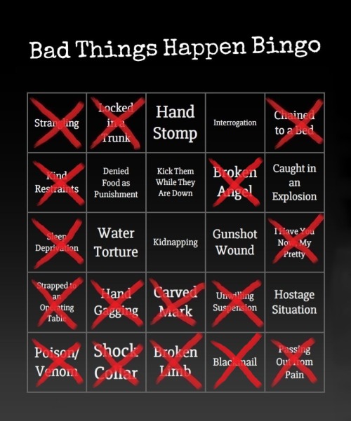 Searching For Bad Things Happen Bingo