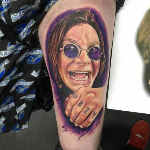 By Alex Rattray, done at Red Hot and Blue Tattoo, Edinburgh.... music;patriotic;big;character;thigh;facebook;realistic;twitter;alexrattray;ozzy osbourne;england