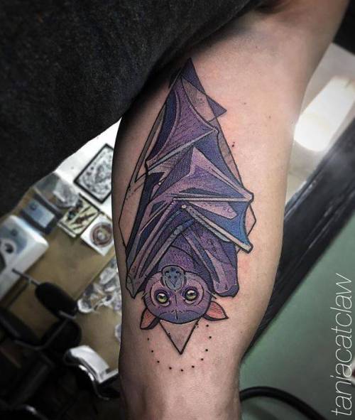 By Tania Catclaw, done at El Diablo Tattoo Club, Lisboa.... inner arm;animal;bat;facebook;twitter;medium size;taniacatclaw;illustrative