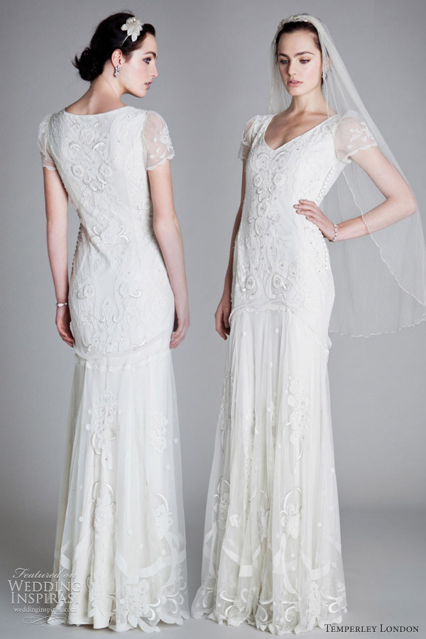 Elisha Puff Sleeve 1920s Inspired Wedding Gown Wedding