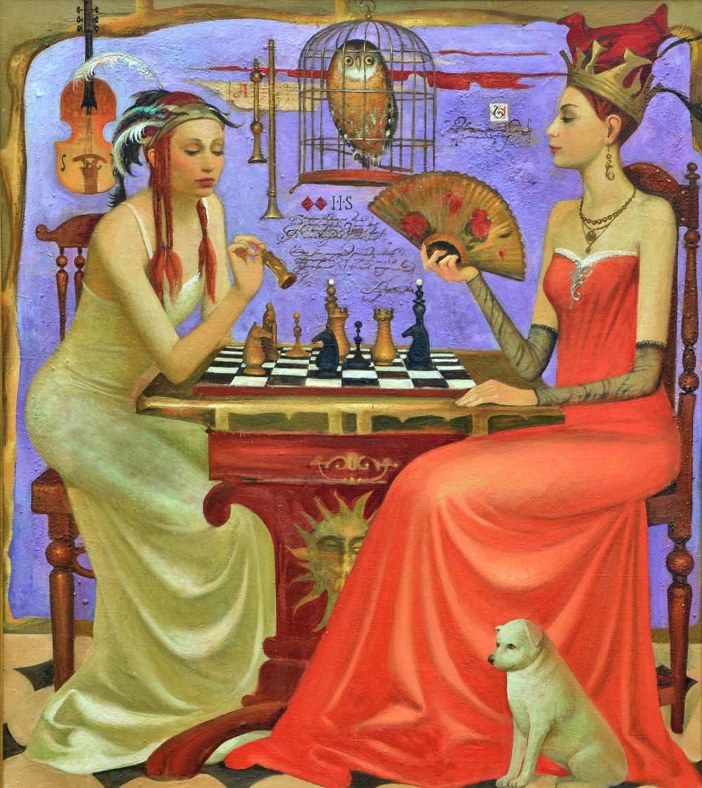 Two Women Sitting by Igor SamsÃ³nov