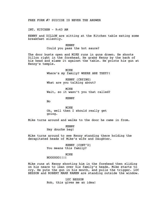 One Page scripts | Free Form Script #7. Proof that inspiration can...