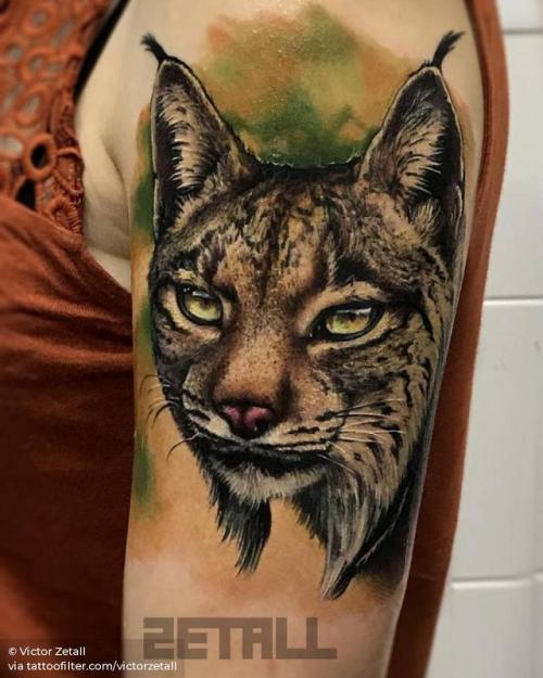 By Victor Zetall, done at Exotic Tattoo, Murcia.... lynx;feline;big;animal;facebook;realistic;twitter;victorzetall;portrait;upper arm