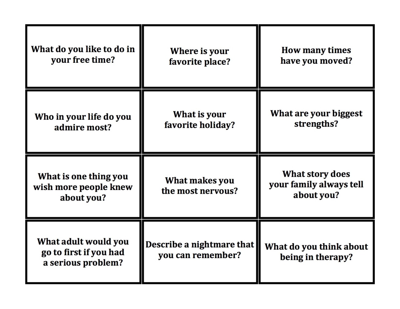 Therapy: Therapy Jenga Questions