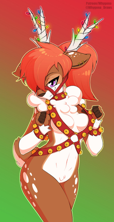 art illustration digital art reindeer commission pinup cute harness