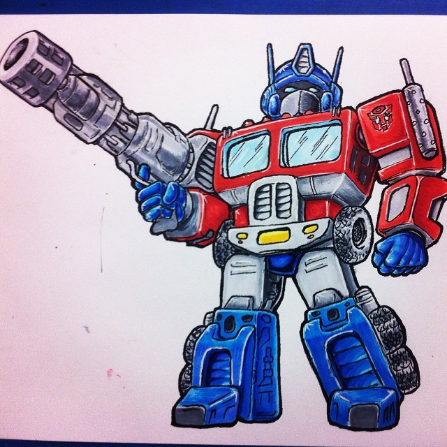 Tom Caffrey Art — Optimus Prime Chibi, Free comic book day sketch,...