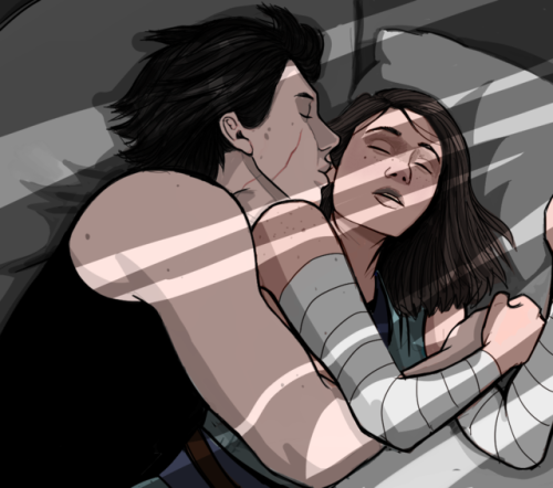 drawingreylo-szikee:Reylo snuggles, morning and night versions...