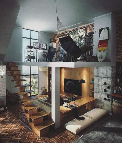 #loft #hammock #workspace #interior #interiordesign #design