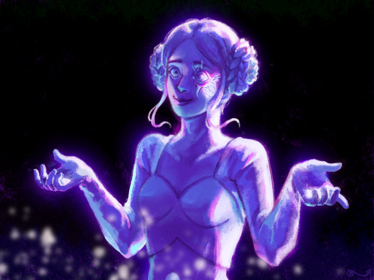 You’re not going anywhere.
(Alternatively, *shrug emoji*)
Did a lil paint of Pink Pearl after watching Change Your Mind, eventually polished it up 💜