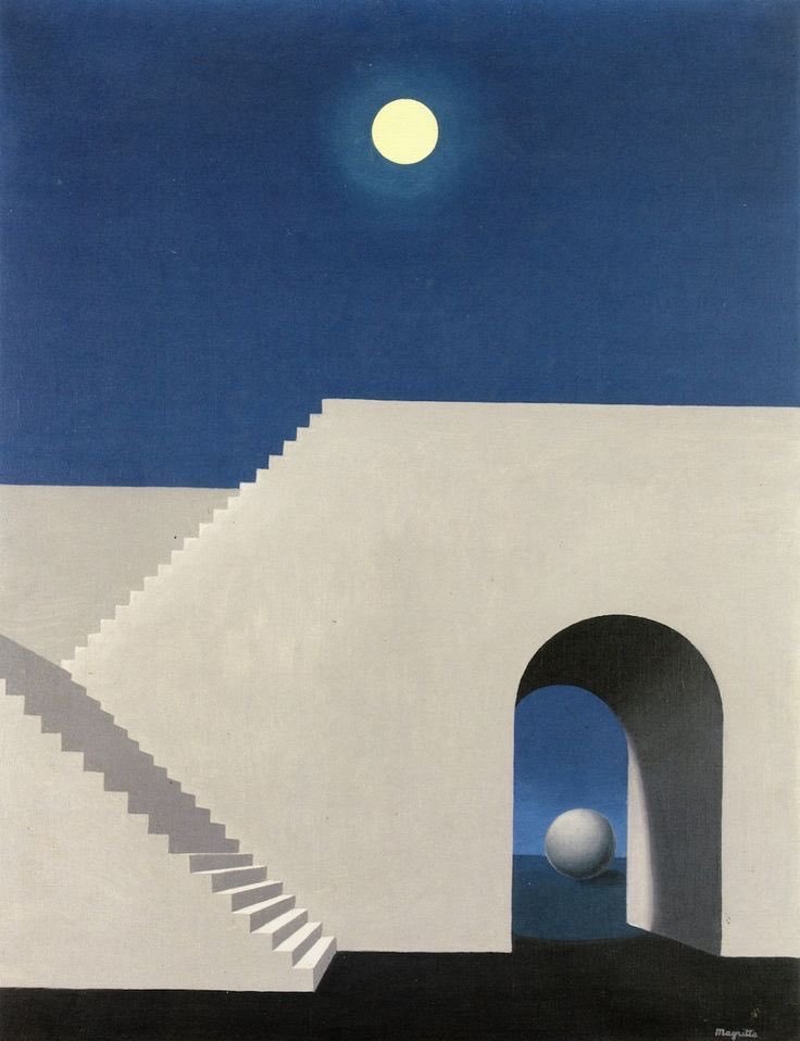 chorisarautrui:
â€œâ€œArchitecture au clair de luneâ€ Peinture de lâ€™artiste RenÃ© Magritte -1956-
â€