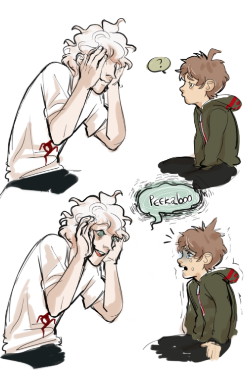 cosmiq:some doodles of hinata and komaeda being naegi’s really...