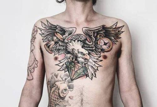 By Fabio Mauro, done at Escarabajo Tattoo & Art, Buenos... sketch work;big;animal;chest;eagle;bird;sternum;facebook;twitter;fabio mauro;illustrative