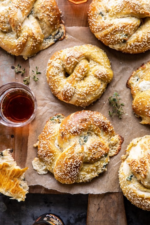 savorytoothgirl:spinach and artichoke stuffed soft pretzels