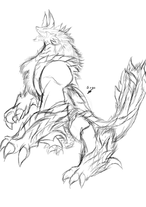 doodlyartz:(Zinogre sketch progress) AHHH