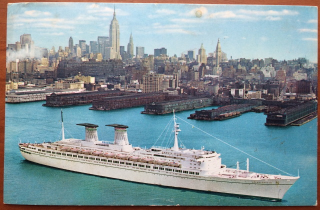 SS Michelangelo departing New York, ca. 1970. - Views from the fire escape