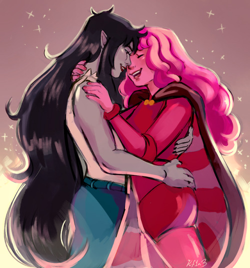 bubbline adventure time princess bubblegum marceline bubbleline arts what a good surprise to come home to aaaA
