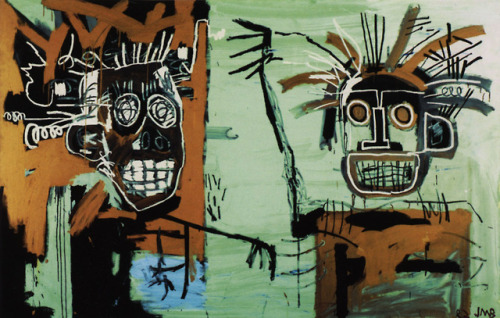 artist-basquiat:Two heads on Gold, Jean-Michel BasquiatMedium:...