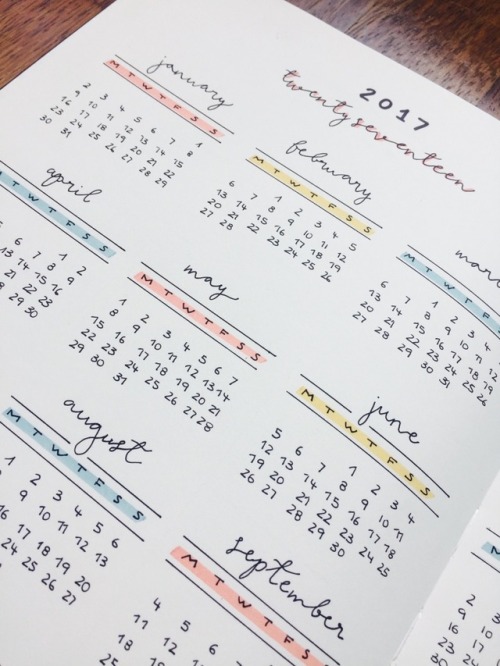 yearly calendar Tumblr