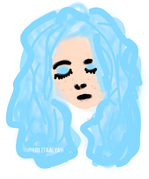 girl with blue hair on Tumblr