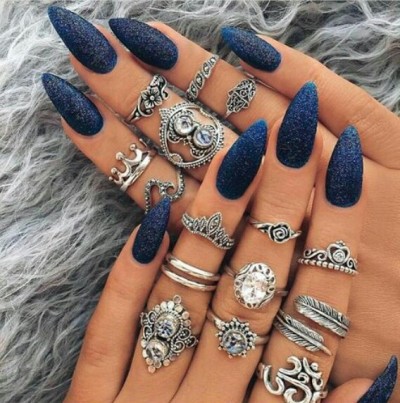 Navy Blue Nails Tumblr