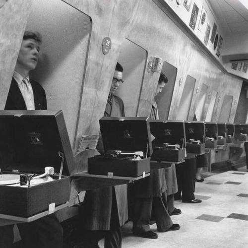 #Repost @historyphotographed・・・Customers at a music store...