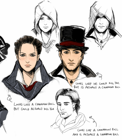 trying to draw them why is this so hard cinnamon rolls assassin& 039;s creed assassin& 039;s creed: syndicate doodle jacob frye evie frye henry green my art fanart