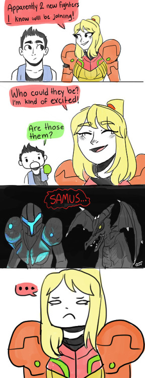 izzy-g-art:Poor Samus (though I suppose she should’ve expected...