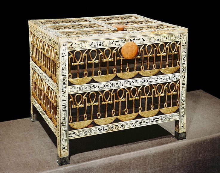 historyarchaeologyartefacts: “ Coffer from the tomb of Tutankhamen made from wood and ivory and decorated with gold, silver, Was and Ankh symbols. Egypt, 18th Dynasty. 1332 to 1323 BC. [736x577] Source:...