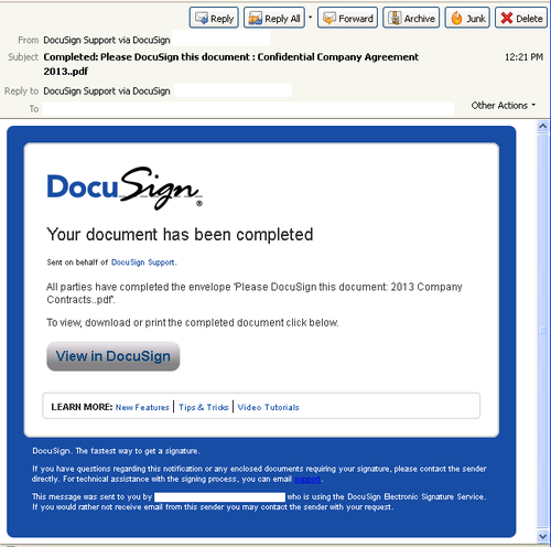docusign changing document info