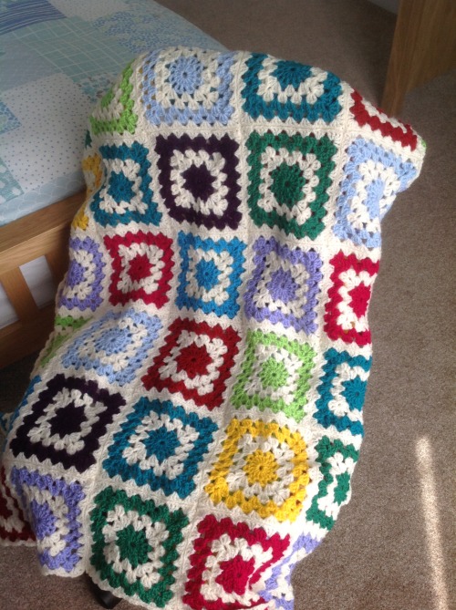 The crocheted blanket I made :)