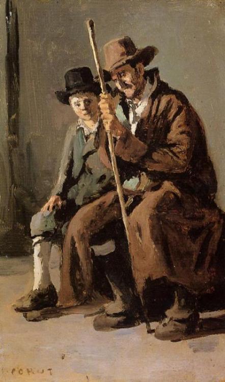 artist-corot:Two Italians, an Old Man and a Young Boy, Camille...