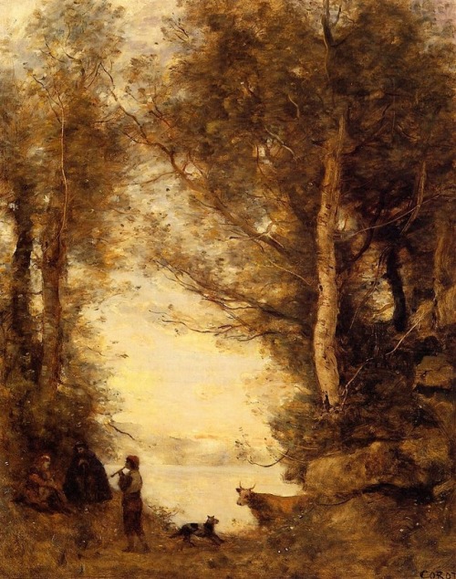 artist-corot:The Piper at Lake Albano, Camille CorotMedium:...