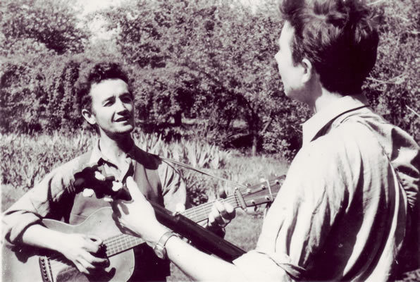 Photo I: Pete Seeger, seen here backstage before...