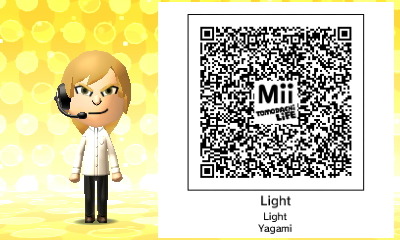 Tomodachi Life QR Codes — Light Yagami from Death Note.