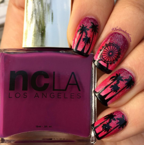 nails nail art manicure coachella ferris wheel sunset gradient sunset palm trees summer spring gradient gradient nails ombre ombre nails