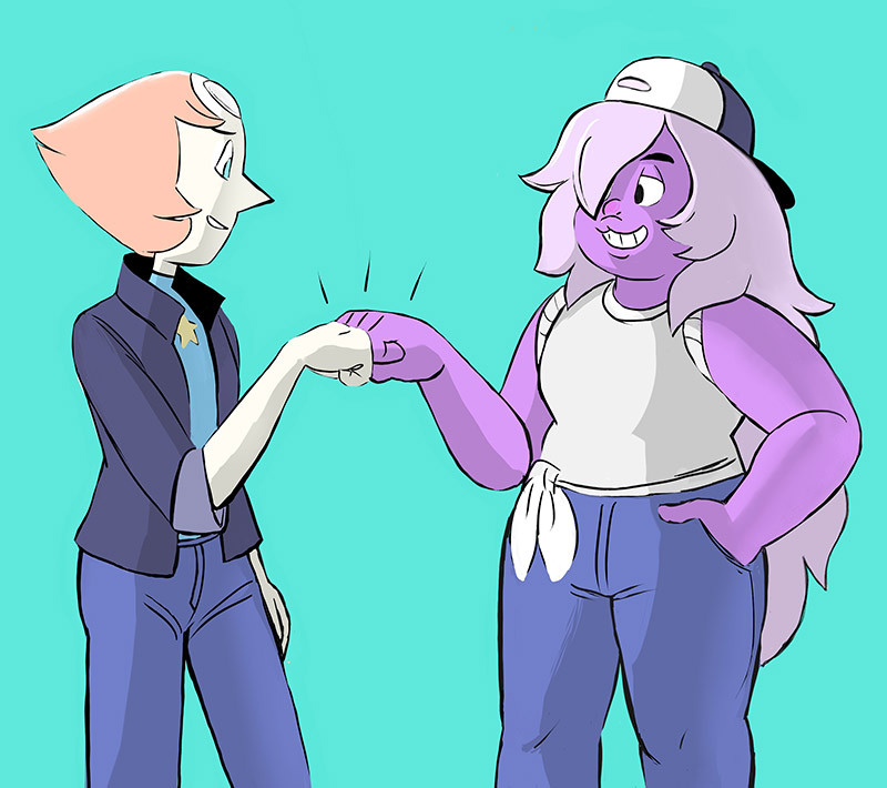 Too Short to Ride/Tall Amethyst with Bad Pearl! Coolness all around! This was a comission for @tickingnectarine