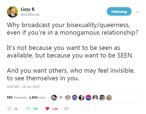 profeminist:“Why broadcast your bisexuality/queerness, even if...