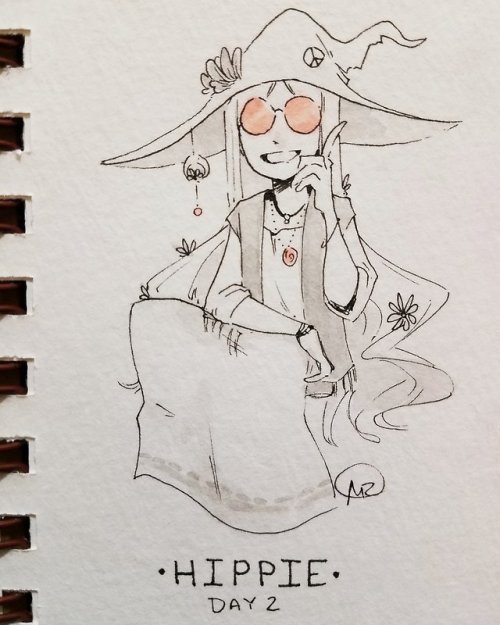 froggiarti:Inktober Day 2- Hippie Witch(Sorry about the photo...