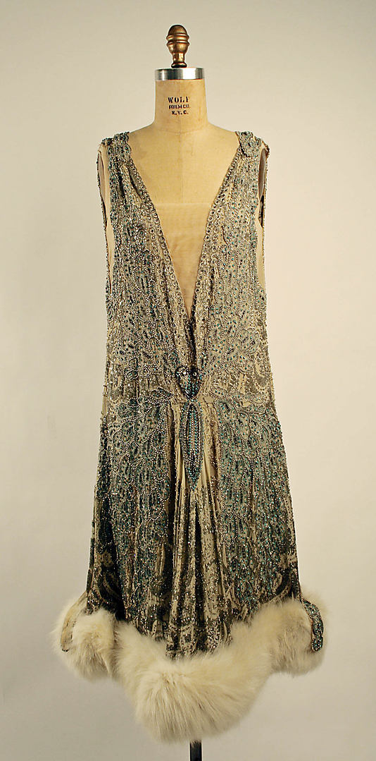 Ephemeral Elegance — Fur Trimmed Evening Dress, Ca. 1920s B. Altman