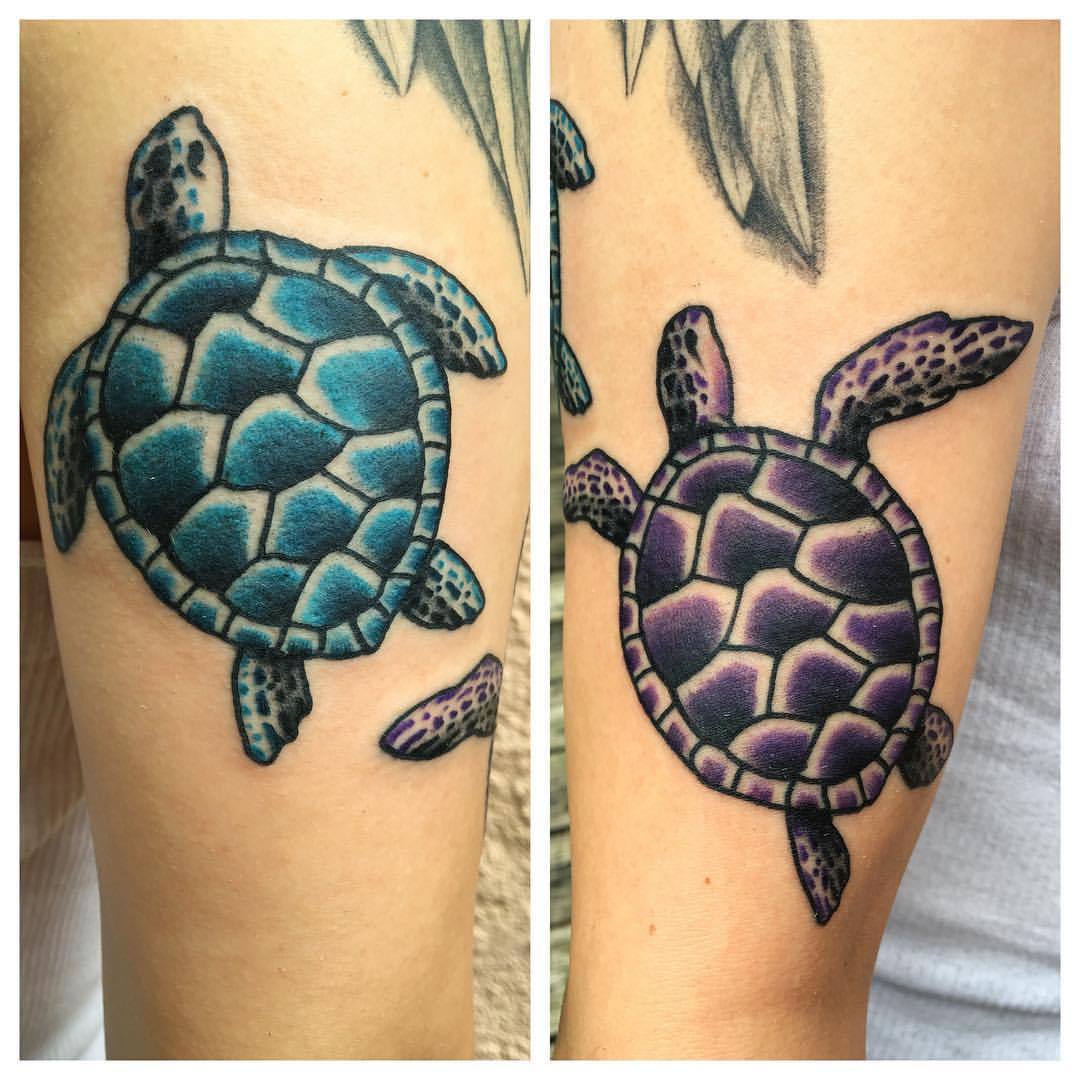 Alexis Tattoos — Two of three turtles I made today wrapping around...