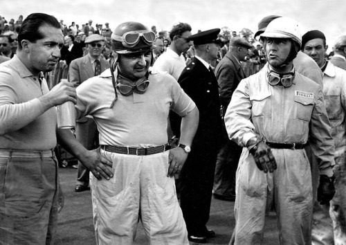 Alberto Ascari, José Froilán González and Giuseppe Farina at the...