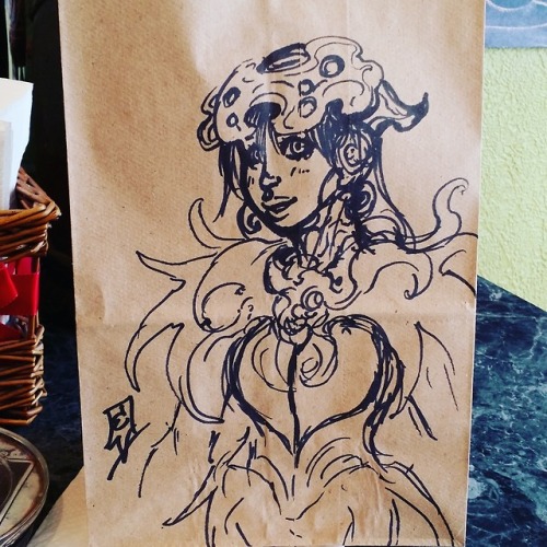 Today’s sandwich bag sketch, flowed out on the bag easier...