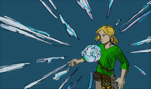 sqqquid:a couple of link doodles from botw. yum orbs.