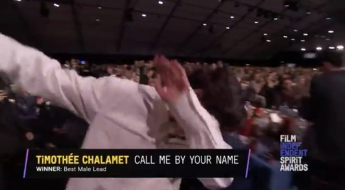 I can’t believe him Timmy timothee chalamet timothée chalamet lady bird cmbyn call me by your name Oscars academy awards Film Independent Spirit Awards 1k 5k