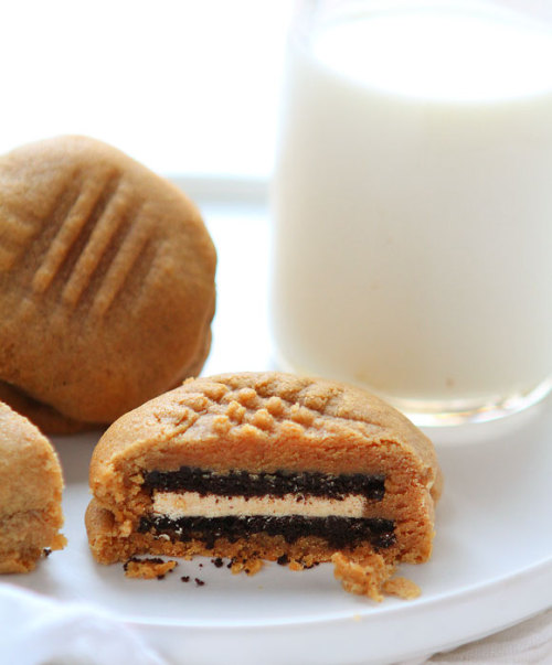 nom-food:Oreo stuffed peanut butter cookies