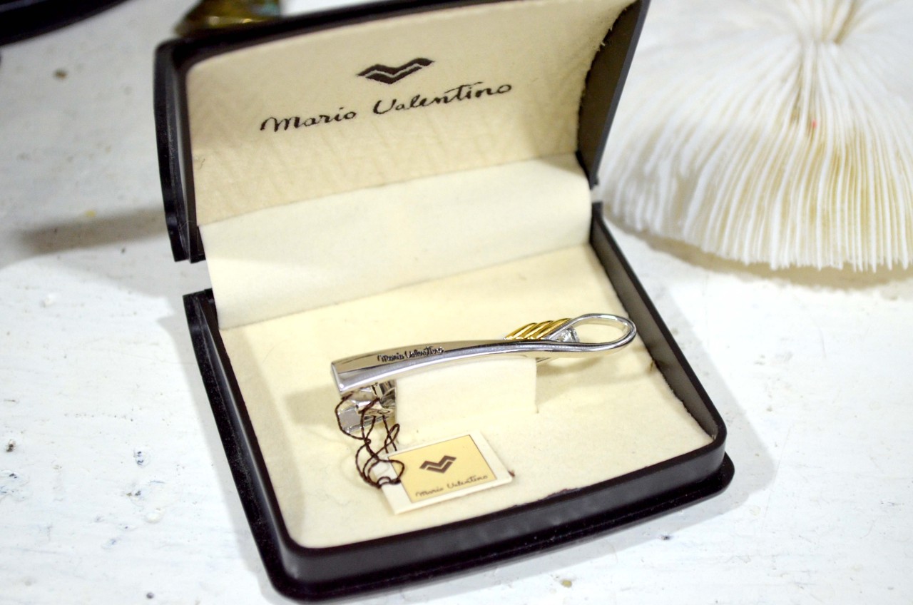 Versace Silver Tie Clip Tie Pin Tie Bar Men's Jewelry no box Italy Used