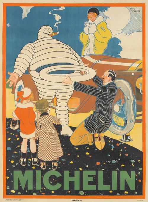 vintagepromotions:Poster for Michelin tyres, featuring a family...