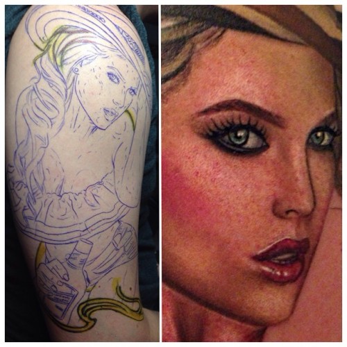 Ive been wanting to do a Colombian pin up for a while. Con el sombrero vueltiao y botella de aguardiente. Model/muse